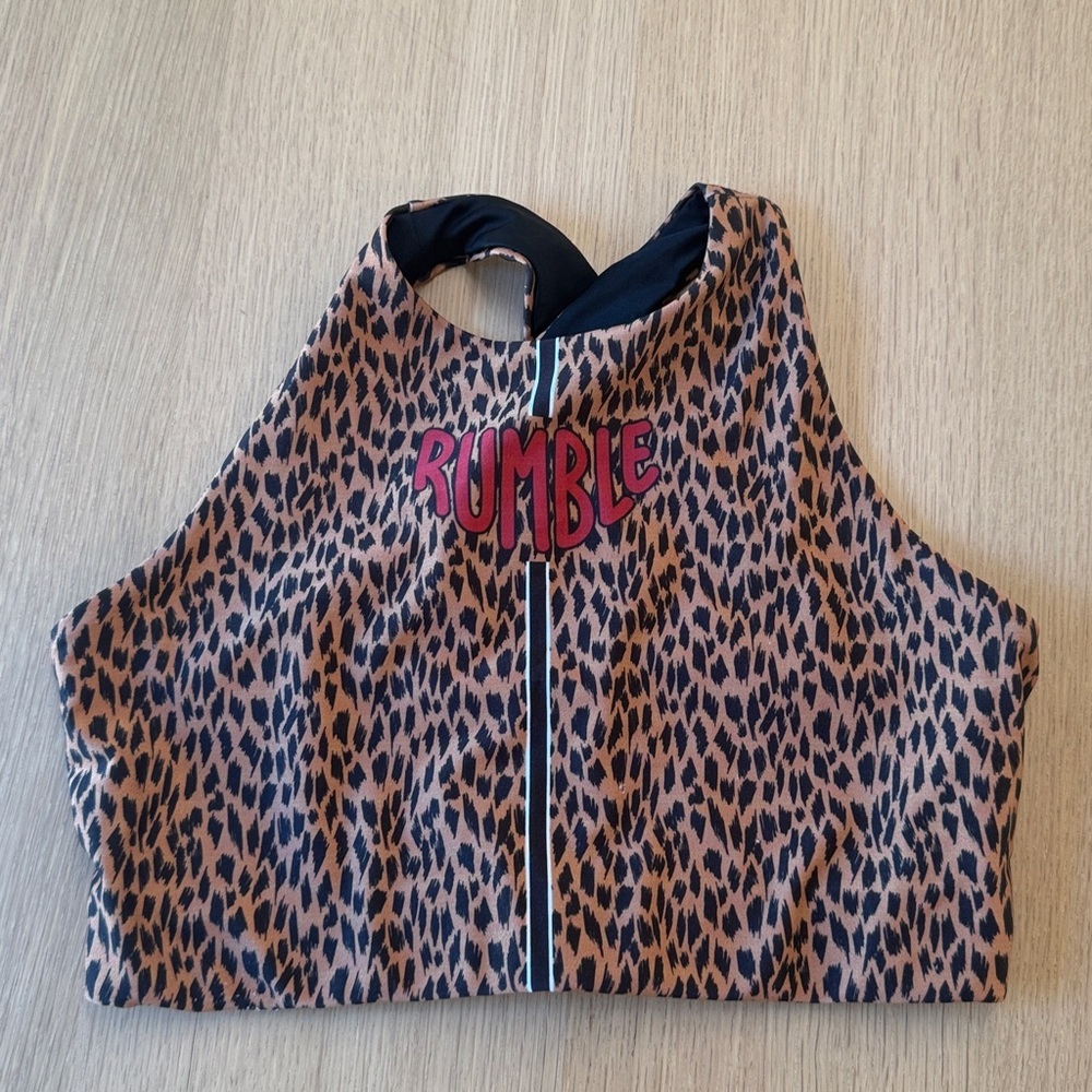 Emily HSU  Animal Print Sports Bra Tank Top Size Large  x1292